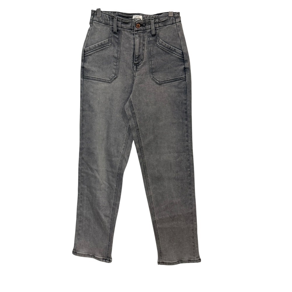 Herizon Women Size 2 Charcoal Grey High Rise Straight Leg Patch Pocket Jeans